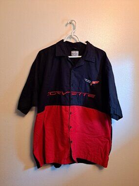 Vintage David Carey Originals Split C6 Corvette short-sleeve button-up shirt